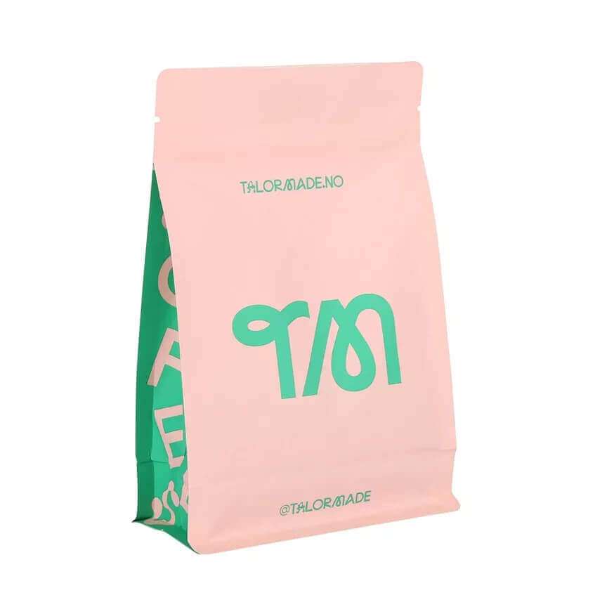 Flat Bottom Coffee Bags Flat bottom coffee bags with degassing valve and zipper